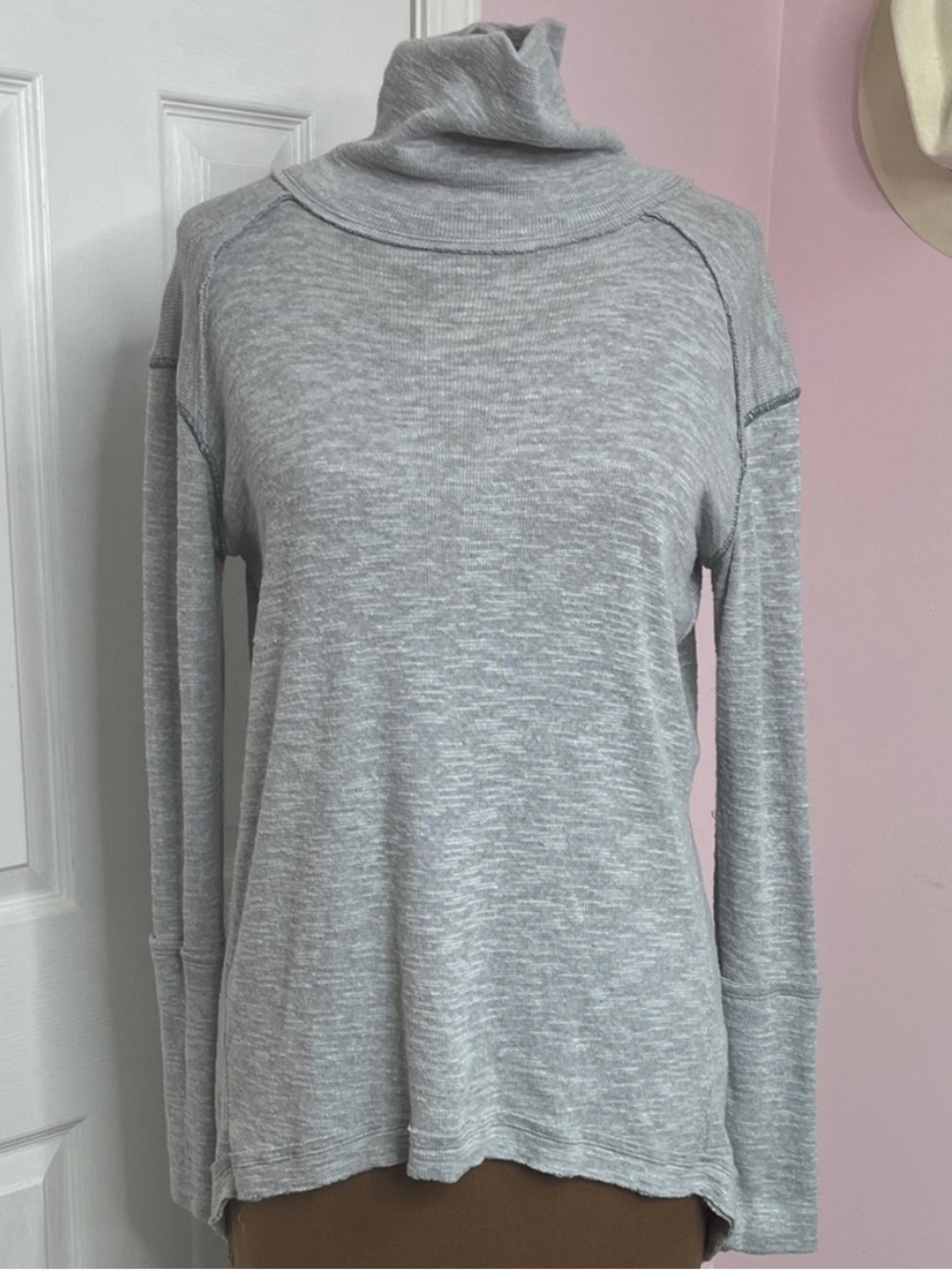 We The Free Turtleneck Long Sleeve Top with Split Back Oversized XS